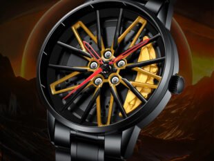 Herren-Felgenuhr – Edelstahl Uhr mit 3D-Felgenoptik